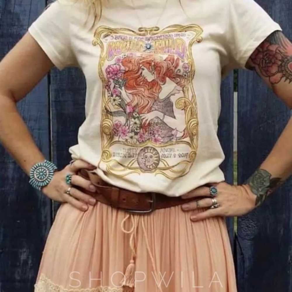 Vintage style boho print graphic tee WILD CHILD - Picture 6 of 8
